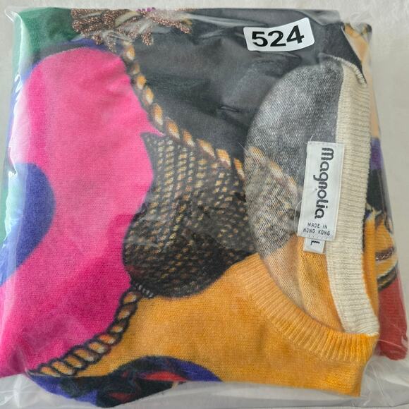 VTG Magnolia Wool Angora Sweater Bold Abstract Whimsygoth Baroque Retro 80 90s L - Picture 9 of 9